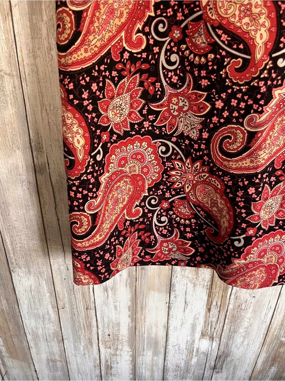 NWT Talbots Paisley Pencil Skirt Red Black Stretch Cotton Size 2 - Picture 4 of 7